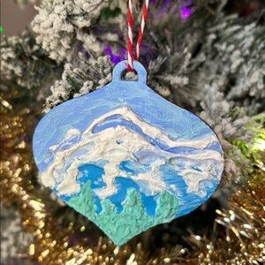 Hand painted Mountain Ornament